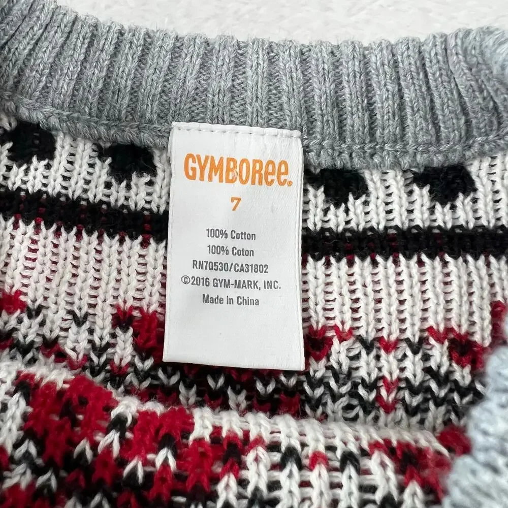 Gymboree Girl's Holiday Gray White Snowflake Cotton Knit Sweater Dress Size 7